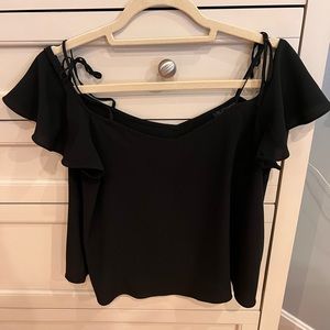 Topshop, tie shoulder top, black size 6